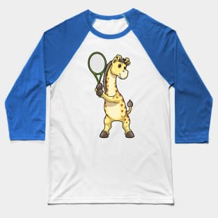 Giraffe at Tennis with Tennis racket Baseball T-Shirt